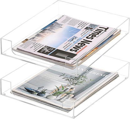 1 Pack Multipurpose A4 File Tray Clear Acrylic Desk Tray Organizer