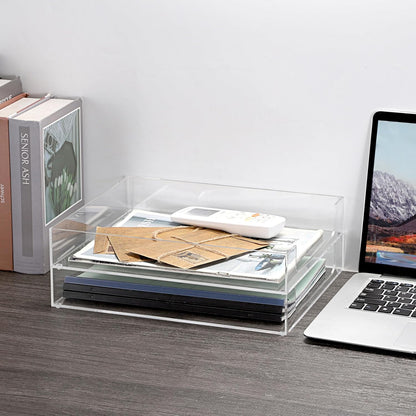 1 Pack Multipurpose A4 File Tray Clear Acrylic Desk Tray Organizer