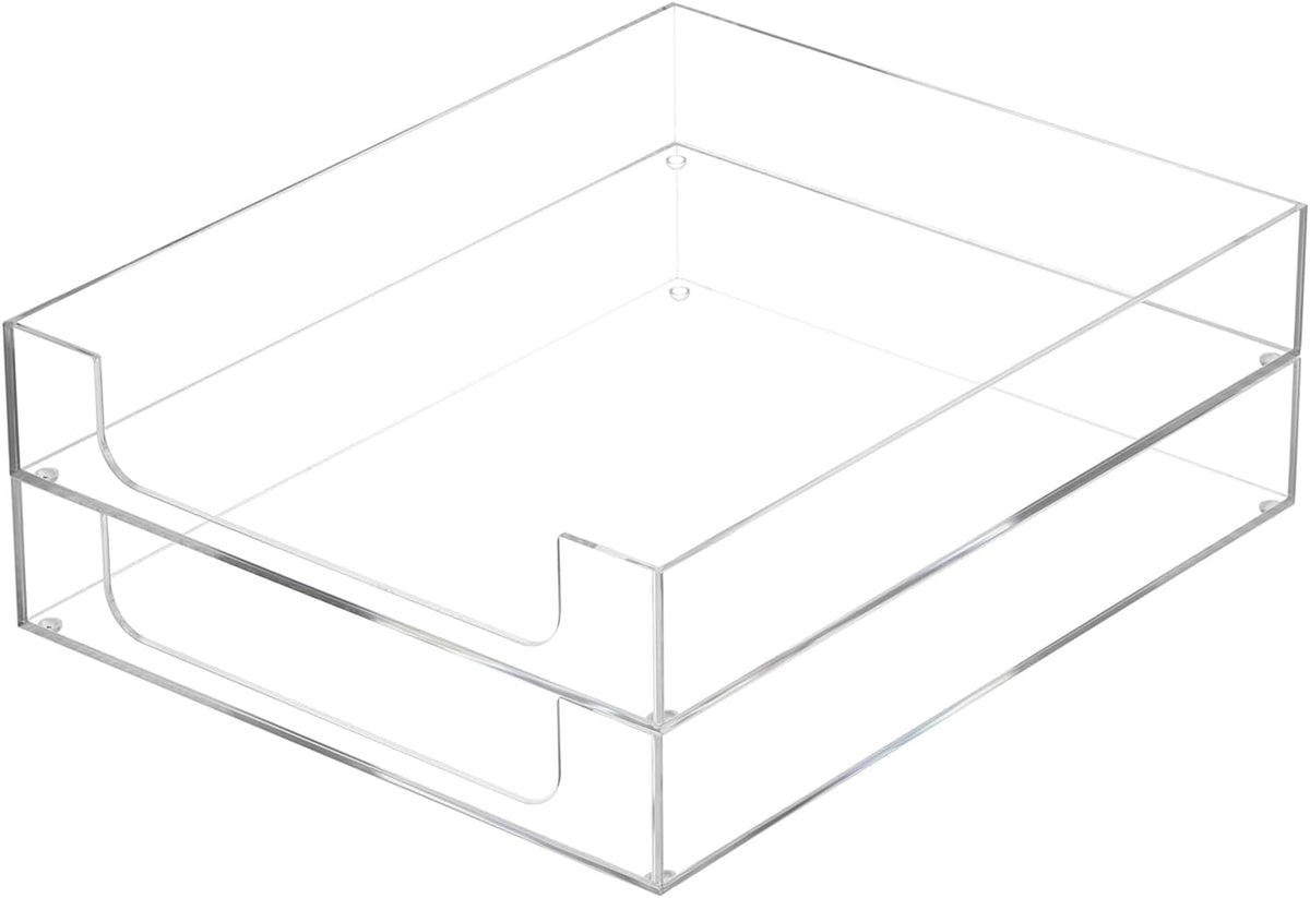 1 Pack Multipurpose A4 File Tray Clear Acrylic Desk Tray Organizer