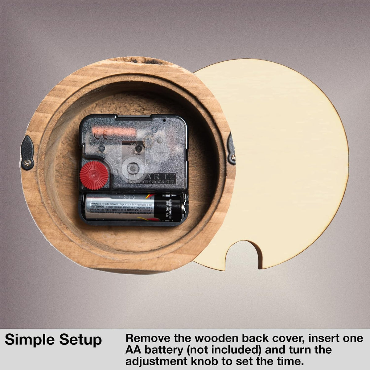 Small, Silent Wooden Analog Desk Clock for Shelf or Table, Dark
