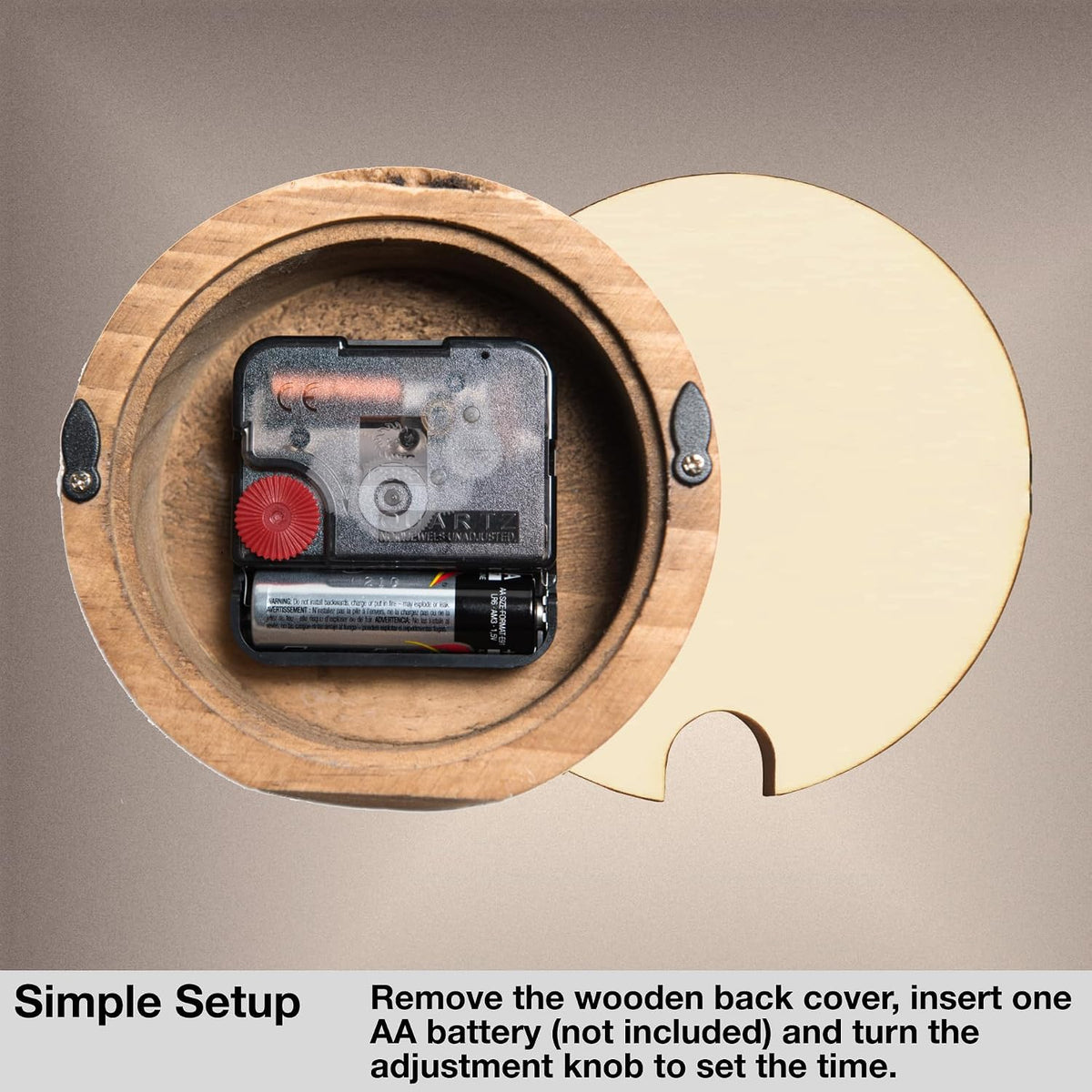 Small, Silent Wooden Analog Desk Clock for Shelf or Table, Dark