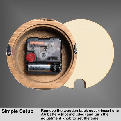 Small, Silent Wooden Analog Desk Clock for Shelf or Table, Dark