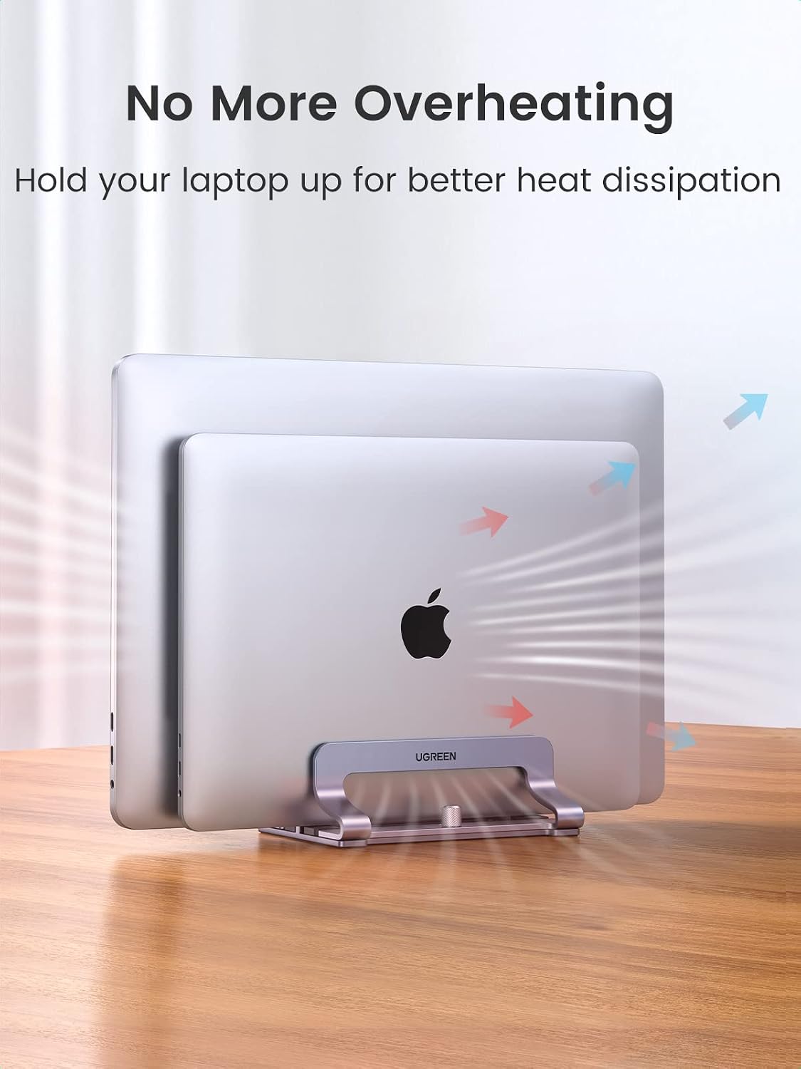 2-Slot Vertical Laptop Stand Holder Desk Compatible with MacBook Pro Air Laptop Stand Desktop Adjustable, Lenovo Ideapad, Surface Book, HP Notebook, Dell Chromebook Up to 17.3 Inch, Space Gray