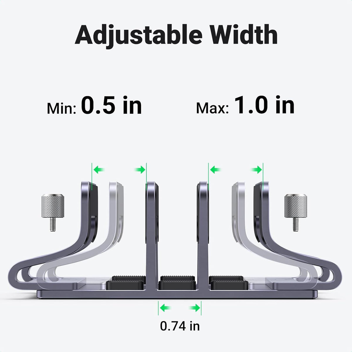 2-Slot Vertical Laptop Stand Holder Desk Compatible with MacBook Pro Air Laptop Stand Desktop Adjustable, Lenovo Ideapad, Surface Book, HP Notebook, Dell Chromebook Up to 17.3 Inch, Space Gray