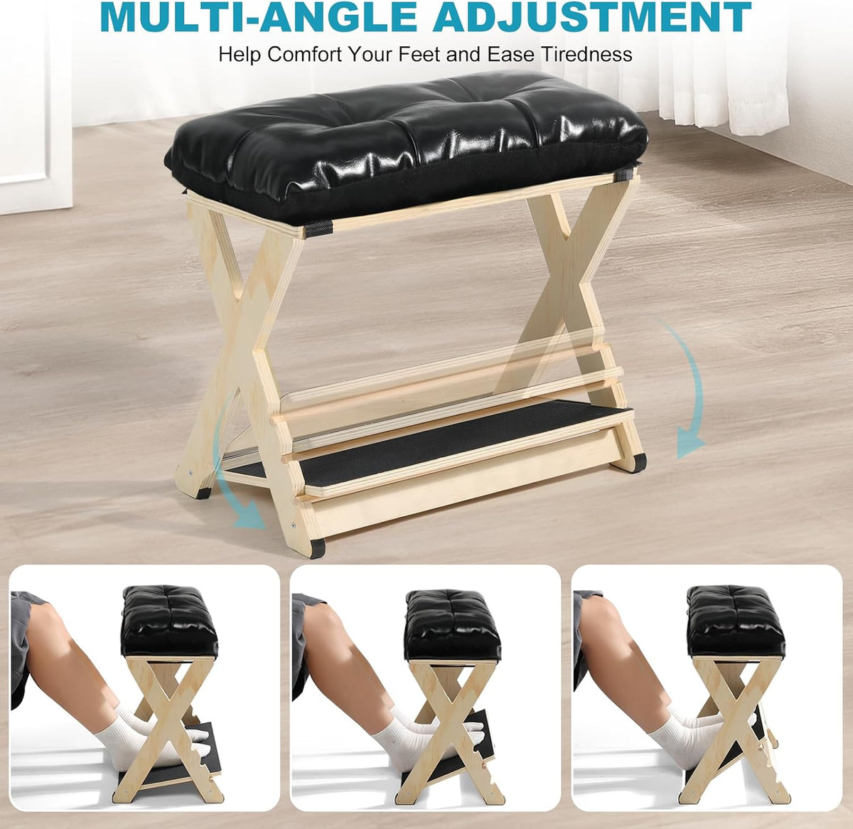 Foot Rest Under Desk at Work Adjustable Wooden