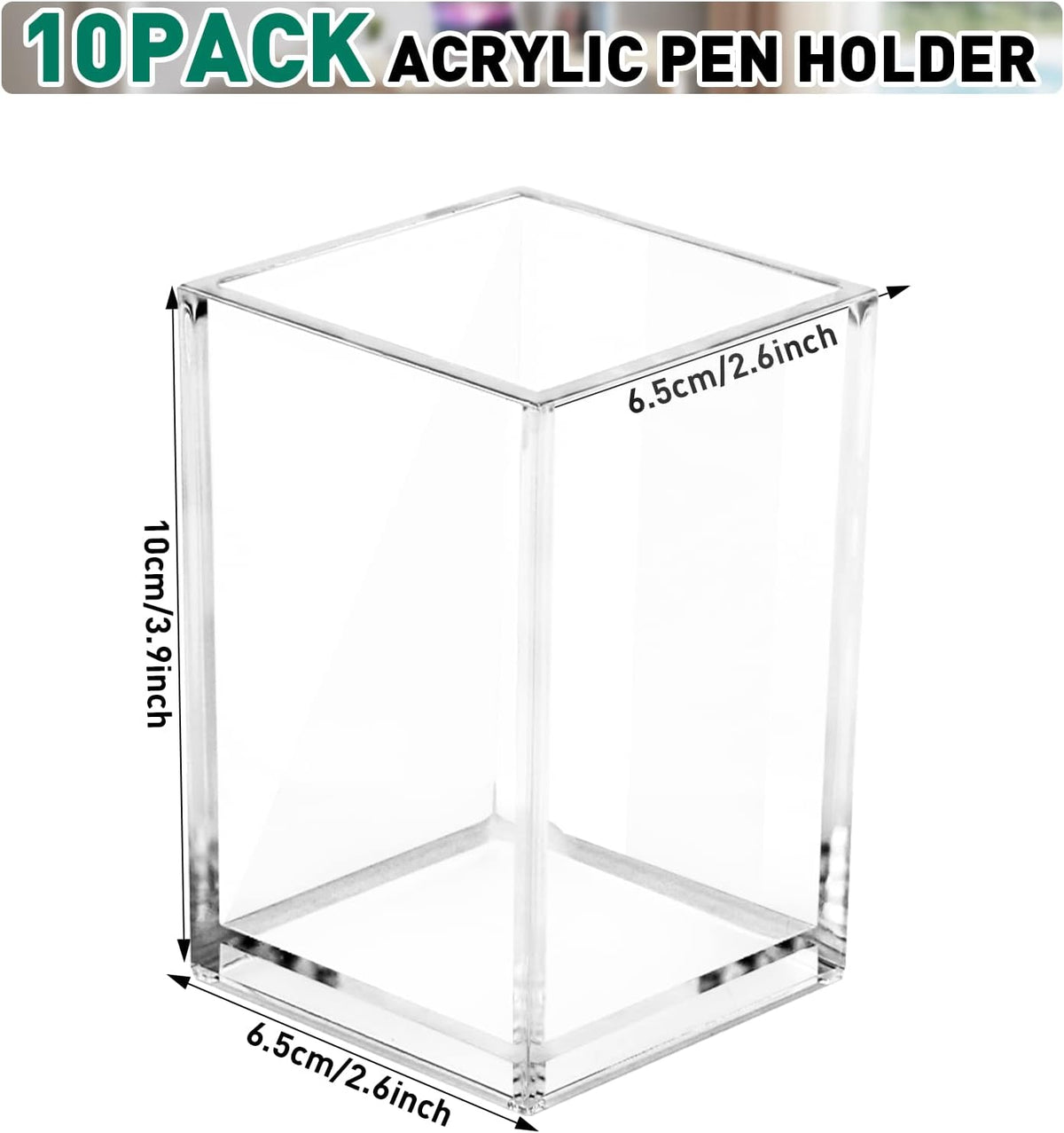 Clear Acrylic Pen Holder Makeup Brush Holder Desktop Pencil Organizer Acrylic Pencil Cup Stationery Organizer Accessory for School Makeup Desk Office Pen Organizer
