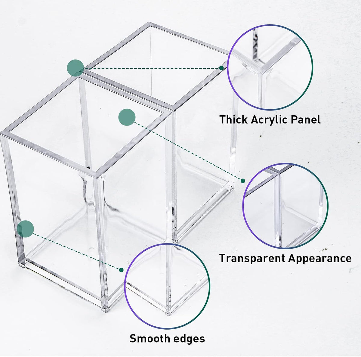 Clear Acrylic Pen Holder Makeup Brush Holder Desktop Pencil Organizer Acrylic Pencil Cup Stationery Organizer Accessory for School Makeup Desk Office Pen Organizer