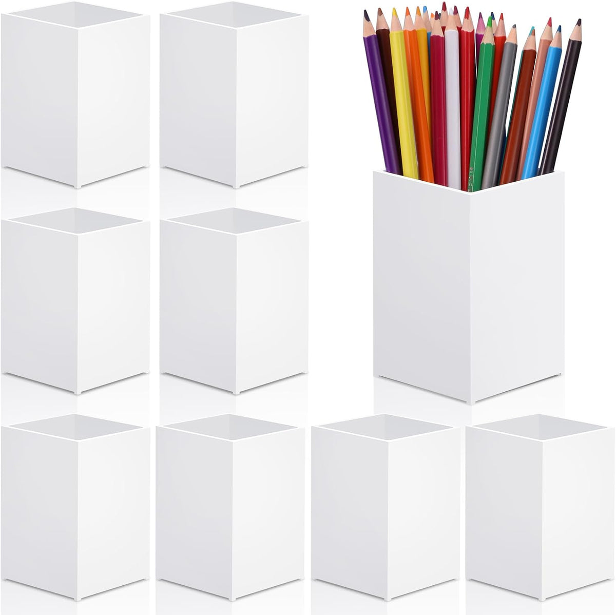 Clear Acrylic Pen Holder Makeup Brush Holder Desktop Pencil Organizer Acrylic Pencil Cup Stationery Organizer Accessory for School Makeup Desk Office Pen Organizer