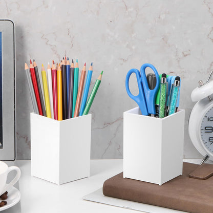 Clear Acrylic Pen Holder Makeup Brush Holder Desktop Pencil Organizer Acrylic Pencil Cup Stationery Organizer Accessory for School Makeup Desk Office Pen Organizer