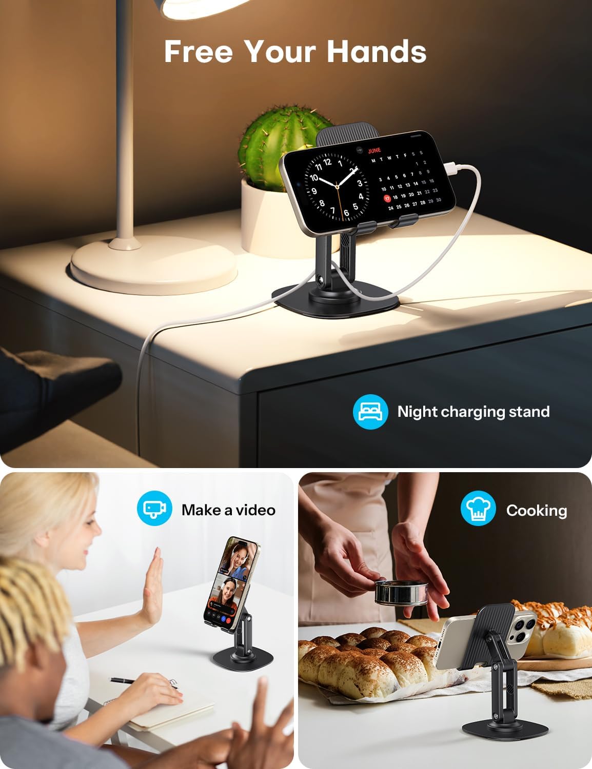 Cell Phone Stand for Desk, 2 Pack Adjustable Foldable Phone Holder