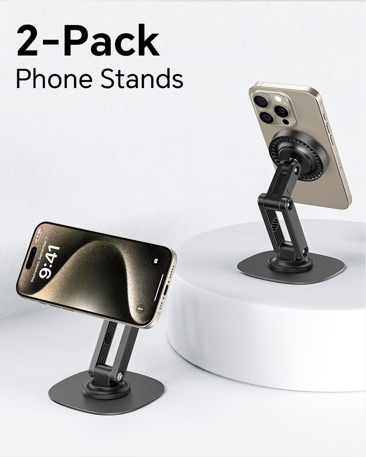 Cell Phone Stand for Desk, 2 Pack Adjustable Foldable Phone Holder