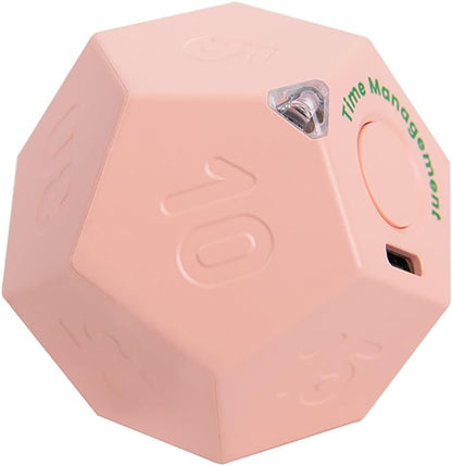 Mini 12 Sided Cube Timer, 11 Preset Times Pomodoro Timer for Enhanced Productivity. Ideal for ADHD Management, Workout, Study & Kitchen Cooking. Easy to Use（White）