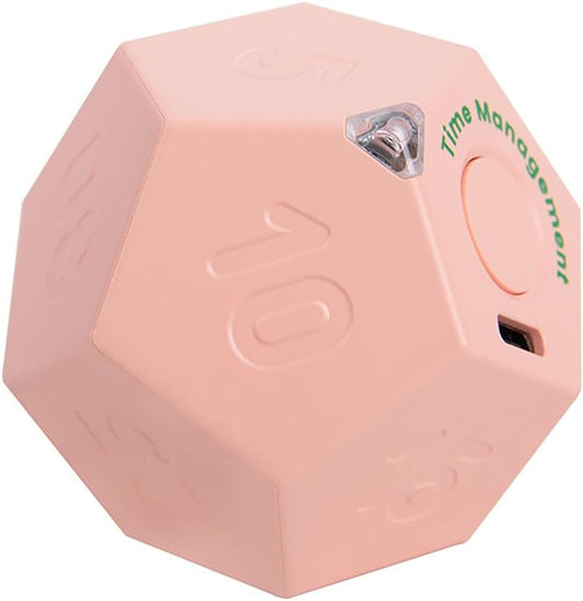 Mini 12 Sided Cube Timer, 11 Preset Times Pomodoro Timer for Enhanced Productivity. Ideal for ADHD Management, Workout, Study & Kitchen Cooking. Easy to Use（White）