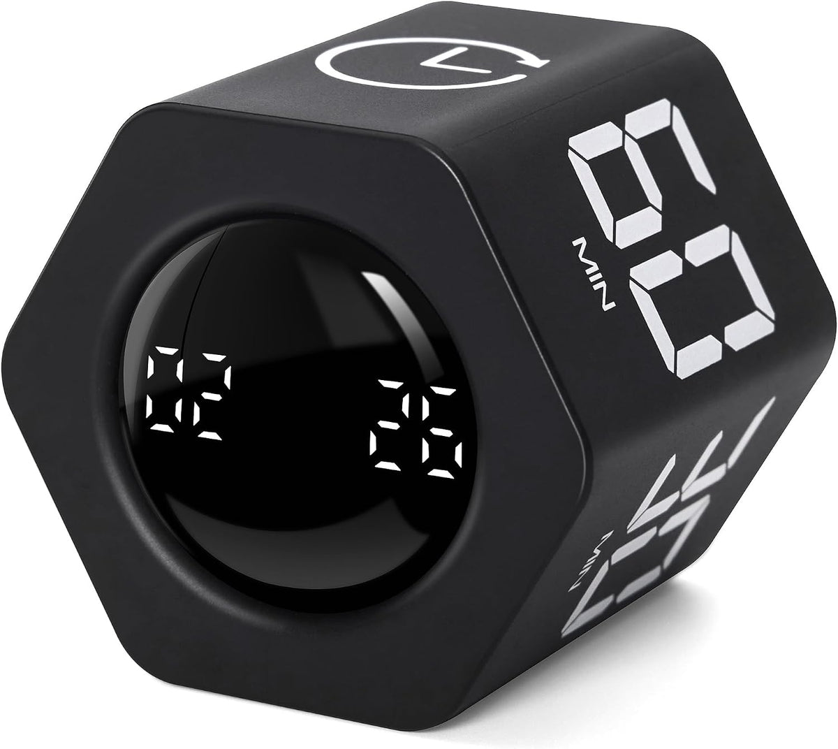 Productivity Cube Timer, 1/5/10/30/60 Min Presets, Wood Grain Finish