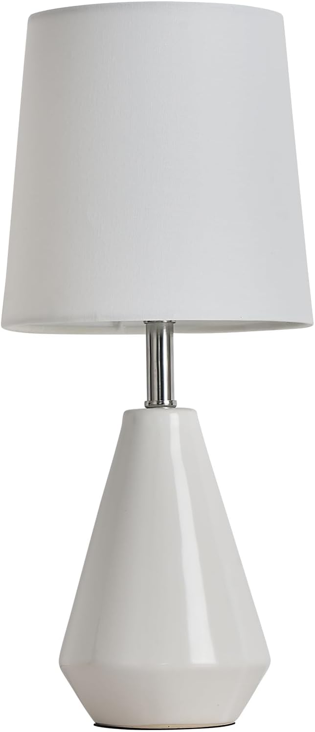 Small Bedside Table Lamp for Bedroom - Reading Desk Lamp with 3 Color Temperatures，15.5" Nightstand Ceramic Lamp with Fabric Shade for Kids Room,Living Room,Dorm,Home Office (Green)