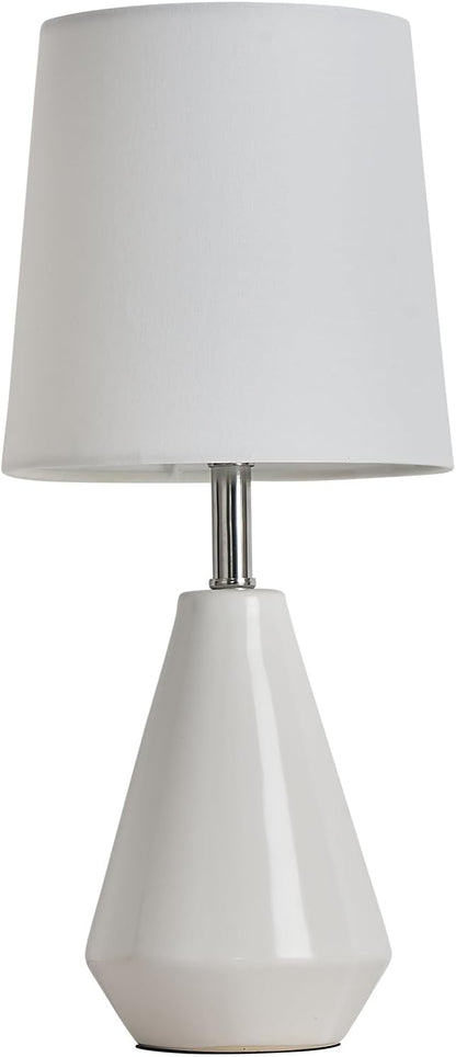 Small Bedside Table Lamp for Bedroom - Reading Desk Lamp with 3 Color Temperatures，15.5" Nightstand Ceramic Lamp with Fabric Shade for Kids Room,Living Room,Dorm,Home Office (Green)