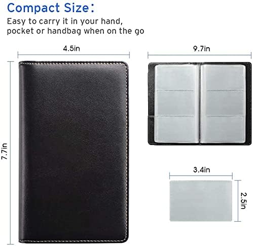 Sooez Leather Professional Business Card Book Holder Organizer, 240 Capacity Credit Card Booklet, PU Name Cards Holder Storage File for Men Women, 7.7"x 4.5" x 0.7", Black