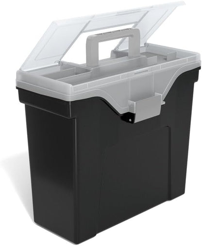 Hanging File Folder Box, Storage Bin Organizer, Snap Lid, Clear