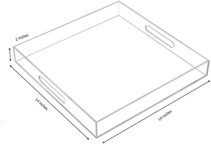KEVLANG Glossy White Sturdy Acrylic Serving Tray with Handles-12x20 Inch-Serving Coffee Appetizer Breakfast-Kitchen Countertop Makeup Drawer Organizer-Vanity Table Ottoman Decorative Tray