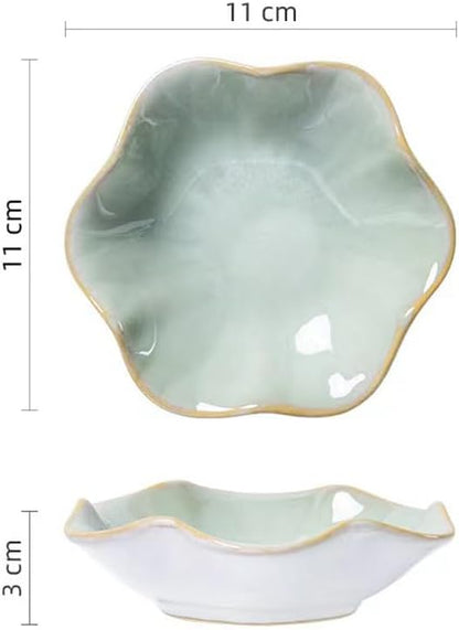 Ring Dish, Kiln Glaze Jewelry Trinket Tray, Gifts for Women I Lotus Leaf Necklace Earrings Holder on Nightstand Bathroom, Ceramic Cute Key Bowl, White. All Jewelries Are NOT Included.