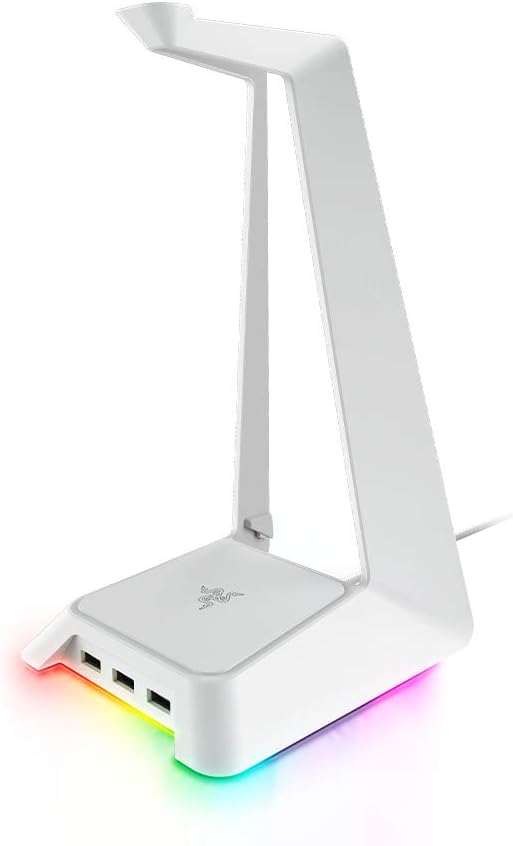 Razer Base Station V2 Chroma Headphone Headset Stand Holder: Chroma RGB Lighting - Taller Stand & Anti-Slip Ledge - USB Charging Ports - Anti-Slip Rubber Base - 3.5mm Port + Built-in DAC - Black