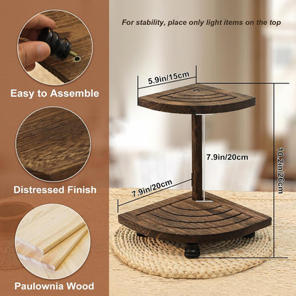 Wood Riser for Decor, 2-Tier Farmhouse Display Riser Counter Shelf