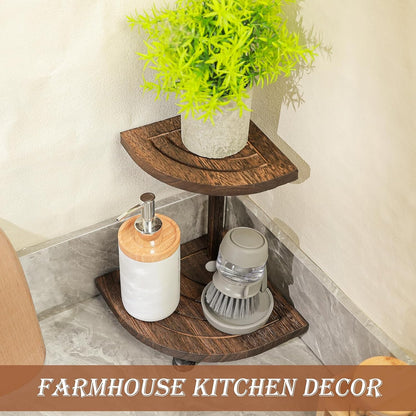 Wood Riser for Decor, 2-Tier Farmhouse Display Riser Counter Shelf