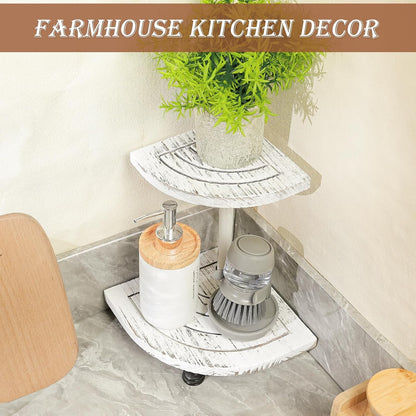 Wood Riser for Decor, 2-Tier Farmhouse Display Riser Counter Shelf