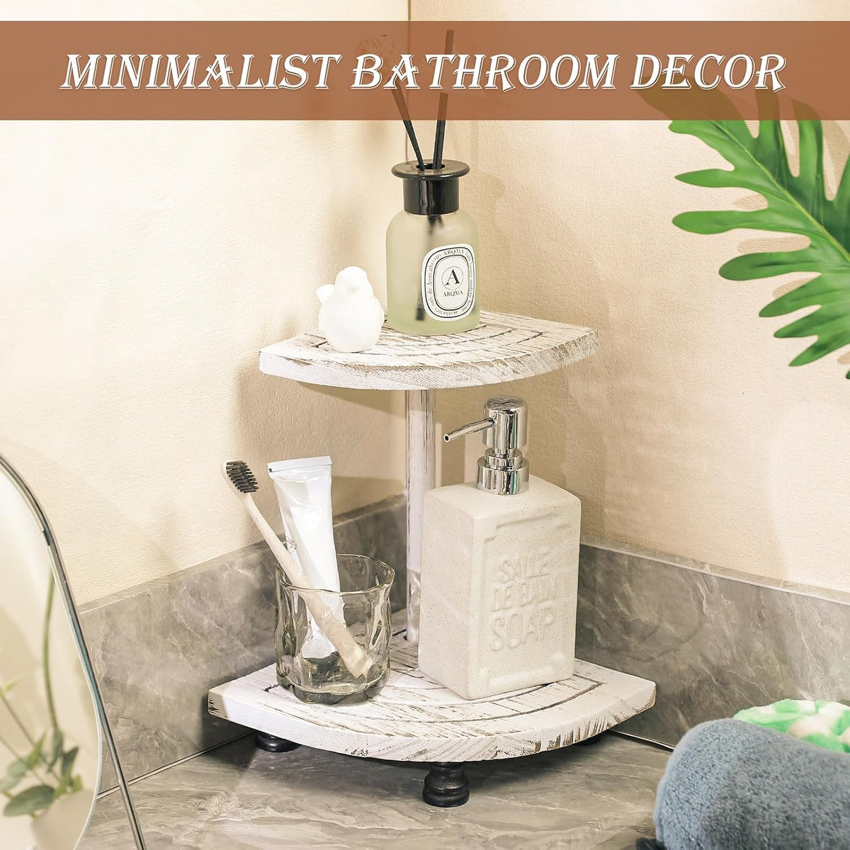Wood Riser for Decor, 2-Tier Farmhouse Display Riser Counter Shelf