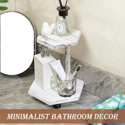 Wood Riser for Decor, 2-Tier Farmhouse Display Riser Counter Shelf