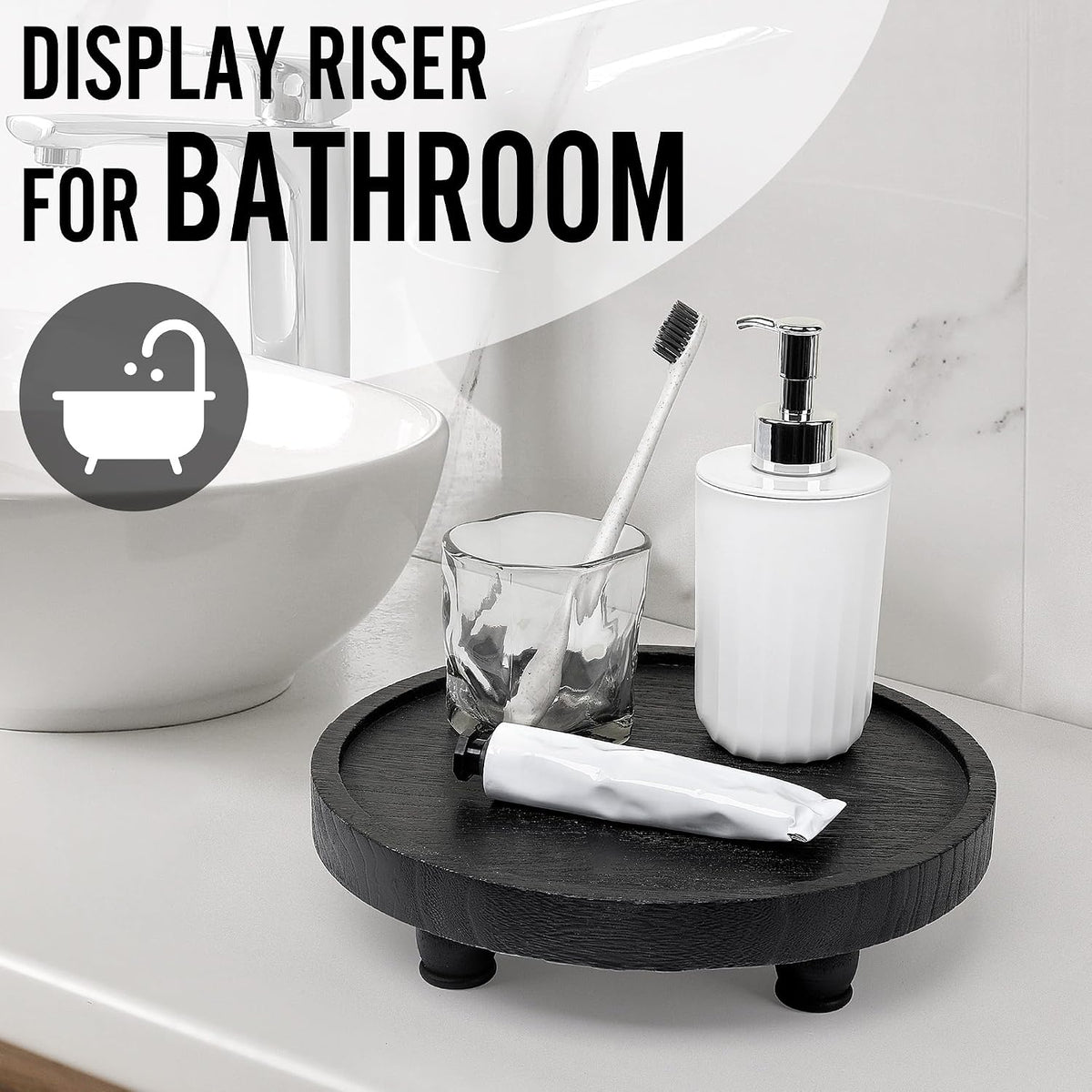 Wood Riser for Decor, 2-Tier Farmhouse Display Riser Counter Shelf