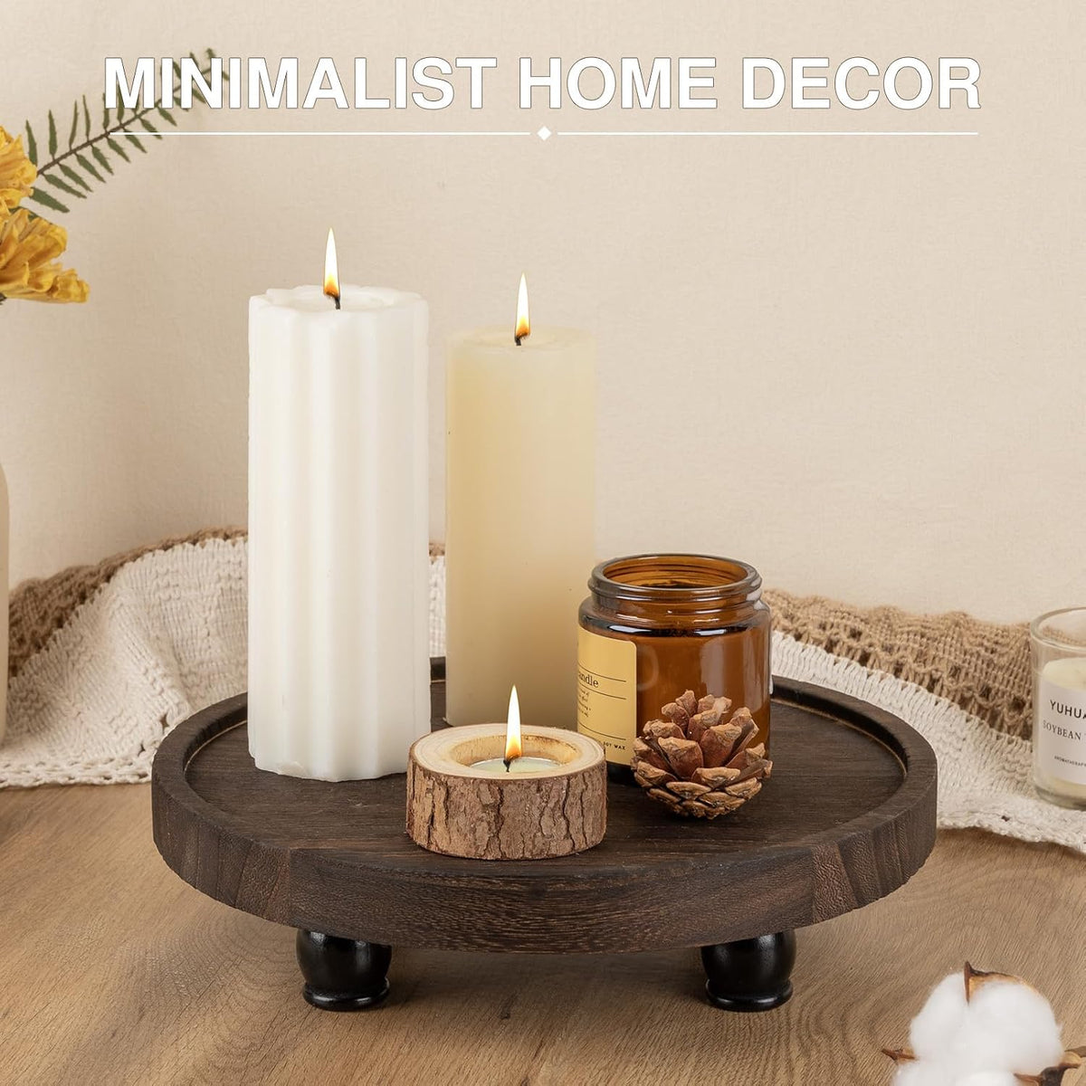 Wood Riser for Decor, 2-Tier Farmhouse Display Riser Counter Shelf