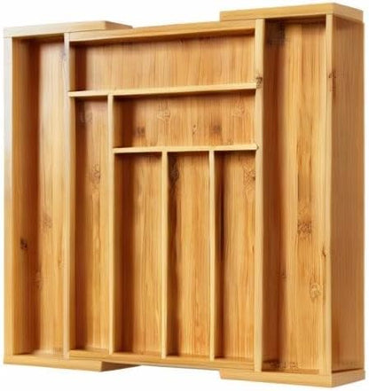 Pipishell Bamboo Expandable Silverware Drawer Organizer, Adjustable Kitchen Utensil Tray for Forks, Spoons and Knives, Wood Storage Cutlery Holder for Bedroom and Living Room