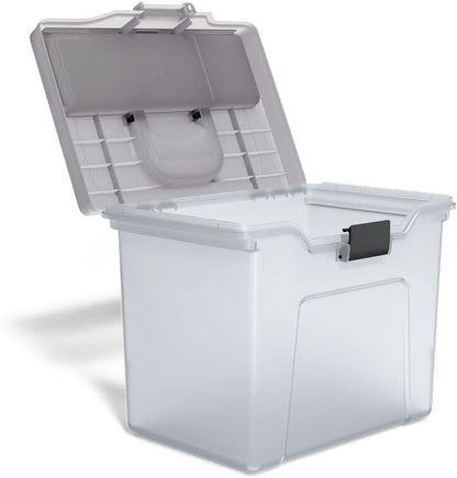 Hanging File Folder Box, Storage Bin Organizer, Snap Lid, Clear