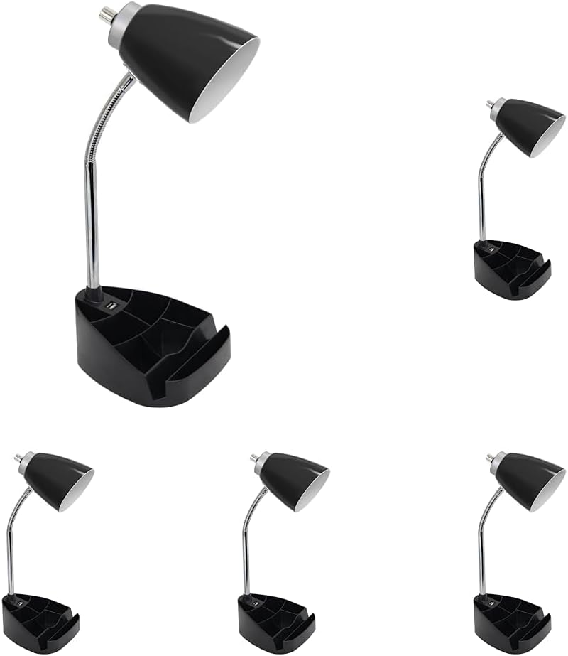 Limelights LD1056-BLK Desk Lamp Organizer with iPad Tablet Book Stand and USB Charging Port, Black