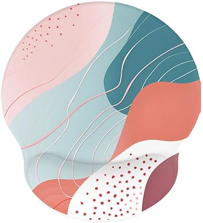 Ergonomic Mouse Pad with Wrist Rest, Comfortable Silicone Non-Slip Computer Pain Relief Gel Mouse Mat with Wrist Support for Gaming, Work, Office, Women & Men, Cute Pattern, Beige