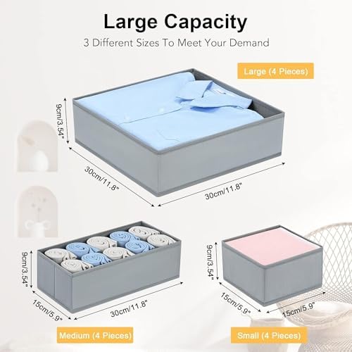 Drawer Organizer Clothes, Dresser Organizer, Foldable Closet Organizers and Storage, Fabric Dresser Bins, Drawer Dividers for Nursery, Baby Clothes, Underwears, Sock (Beige)