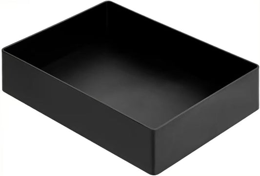 Amazon Basics Rectangular Plastic Desk Organizer with Storage Trays, Accessory Tray for Office Supplies and Pen Holder, 9.4 x 6.7 x 2 inch, Black