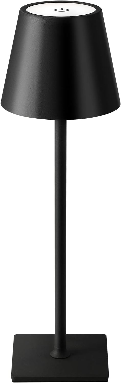 2 Pack Cordless Black Table Lamps, Rechargeable Portable LED Desk Lamps