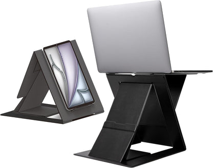 Folding Laptop Stand Lap Desk, Portable & Mini Computer Stand Laptop Desk for Travel and Home Office, Ergonomic Design with Adjustable Viewing Angles, Lightweight Computer Cooling Riser, Black