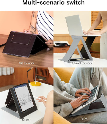 Folding Laptop Stand Lap Desk, Portable & Mini Computer Stand Laptop Desk for Travel and Home Office, Ergonomic Design with Adjustable Viewing Angles, Lightweight Computer Cooling Riser, Black
