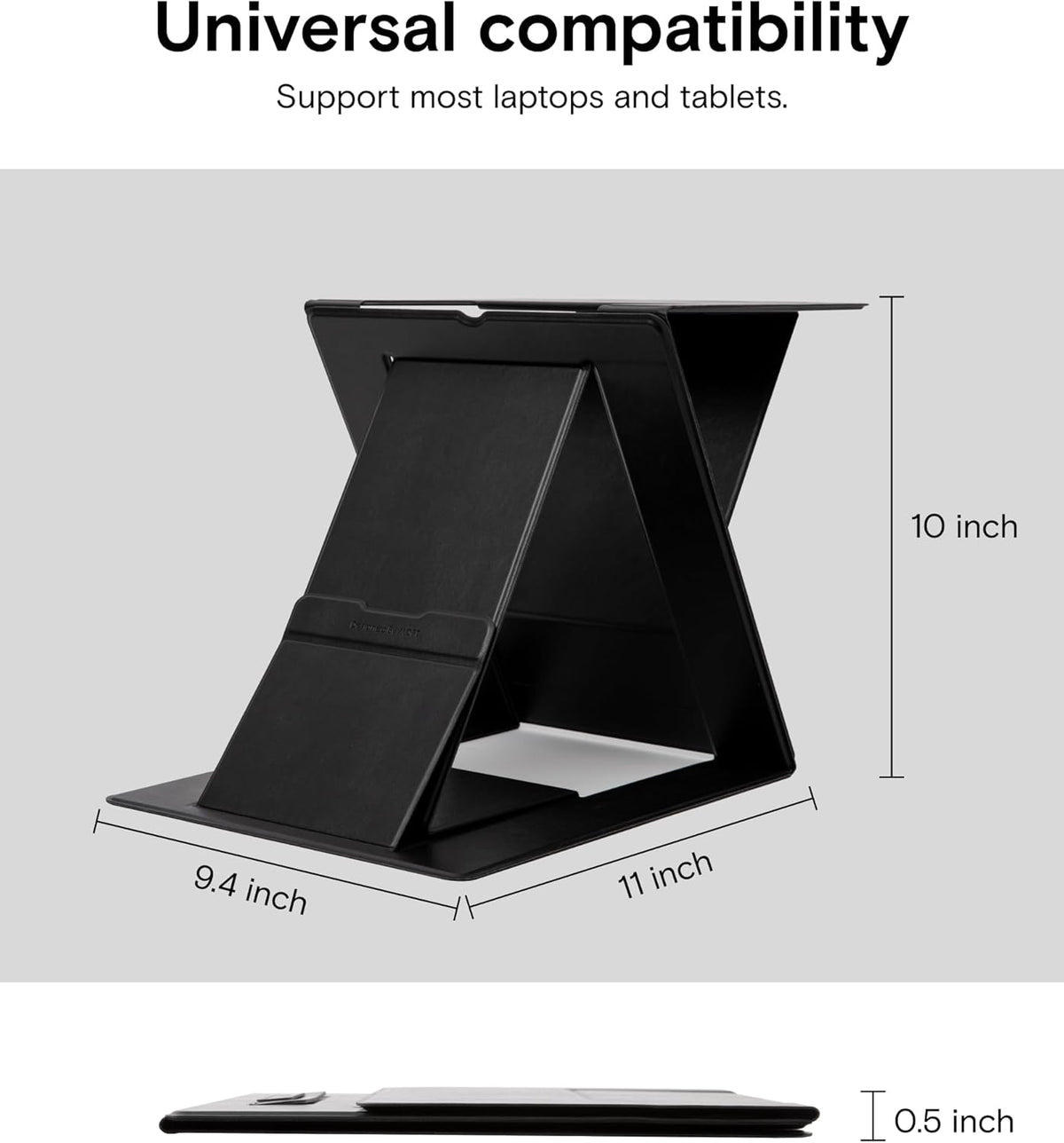 Folding Laptop Stand Lap Desk, Portable & Mini Computer Stand Laptop Desk for Travel and Home Office, Ergonomic Design with Adjustable Viewing Angles, Lightweight Computer Cooling Riser, Black