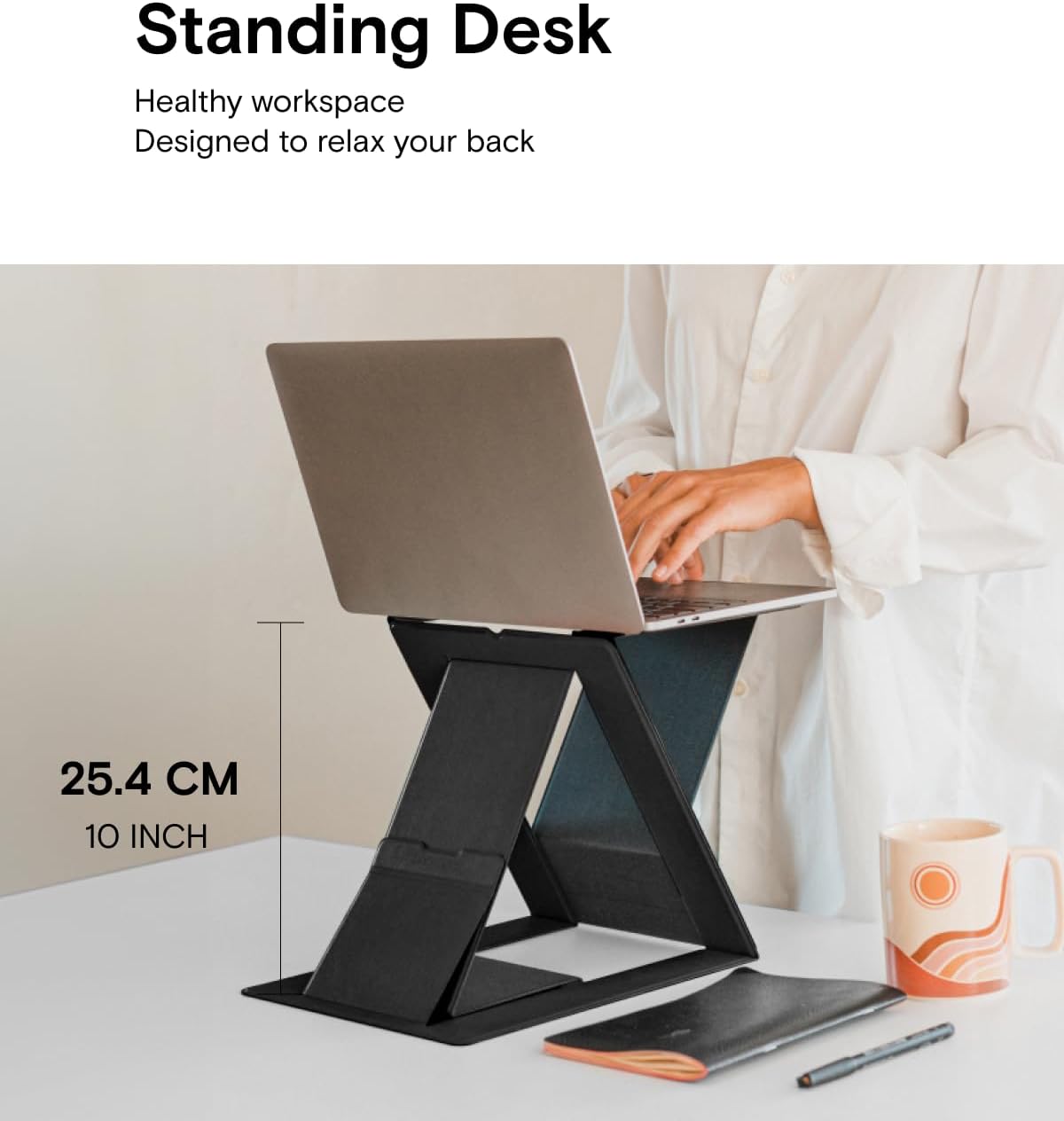 Folding Laptop Stand Lap Desk, Portable & Mini Computer Stand Laptop Desk for Travel and Home Office, Ergonomic Design with Adjustable Viewing Angles, Lightweight Computer Cooling Riser, Black