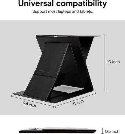 Folding Laptop Stand Lap Desk, Portable & Mini Computer Stand Laptop Desk for Travel and Home Office, Ergonomic Design with Adjustable Viewing Angles, Lightweight Computer Cooling Riser, Black