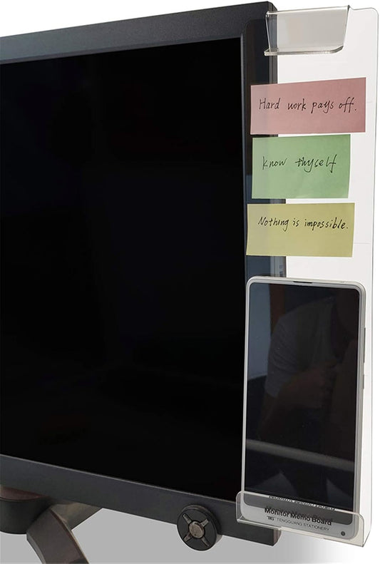 Fashion Multifunction Utility Acrylic Transparent Computer Monitors Side Panel/Memo Pads/Message Boards/Sticky Boards for Computer Screen, 1 Set (Left & Right) (Phone Holder)