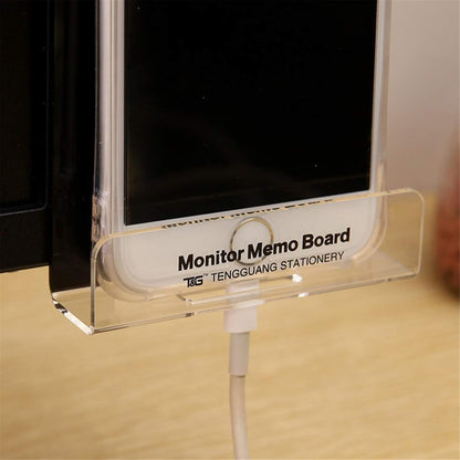 Fashion Multifunction Utility Acrylic Transparent Computer Monitors Side Panel/Memo Pads/Message Boards/Sticky Boards for Computer Screen, 1 Set (Left & Right) (Phone Holder)