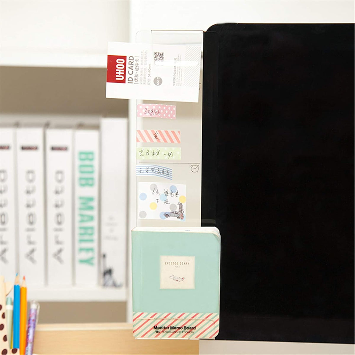 Fashion Multifunction Utility Acrylic Transparent Computer Monitors Side Panel/Memo Pads/Message Boards/Sticky Boards for Computer Screen, 1 Set (Left & Right) (Phone Holder)