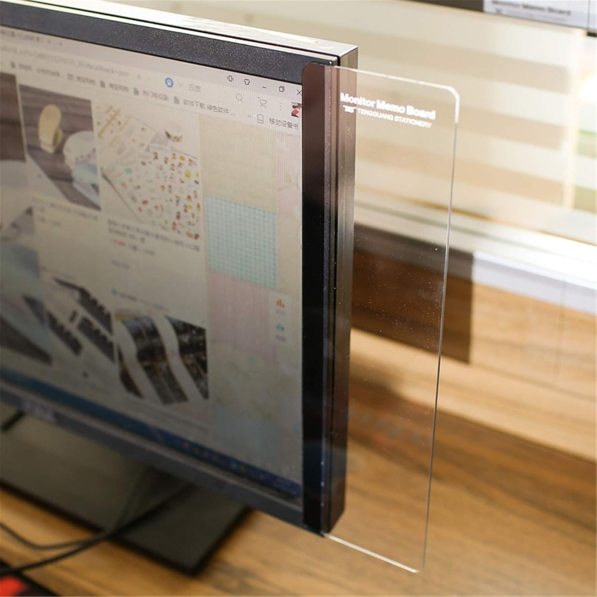 Fashion Multifunction Utility Acrylic Transparent Computer Monitors Side Panel/Memo Pads/Message Boards/Sticky Boards for Computer Screen, 1 Set (Left & Right) (Phone Holder)