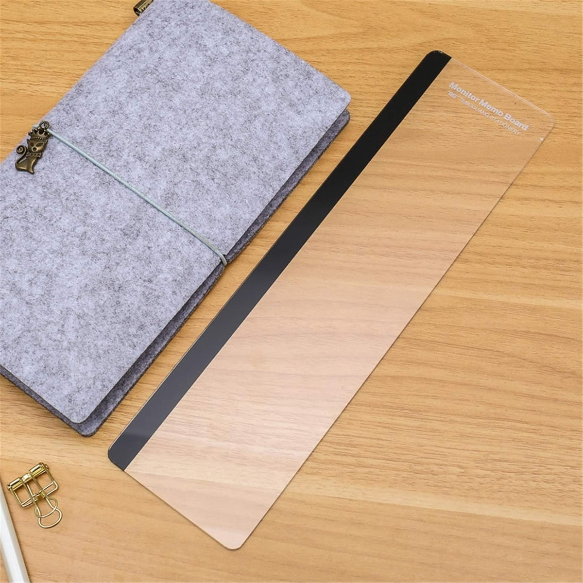 Fashion Multifunction Utility Acrylic Transparent Computer Monitors Side Panel/Memo Pads/Message Boards/Sticky Boards for Computer Screen, 1 Set (Left & Right) (Phone Holder)