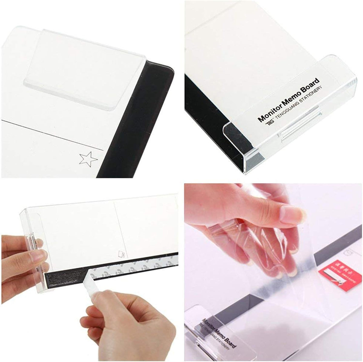 Fashion Multifunction Utility Acrylic Transparent Computer Monitors Side Panel/Memo Pads/Message Boards/Sticky Boards for Computer Screen, 1 Set (Left & Right) (Phone Holder)